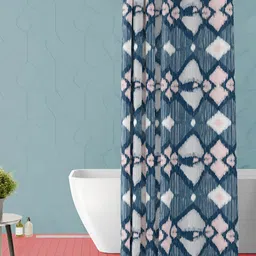 ArtzFolio Blue and Pink Geometric Printed Waterproof Shower Curtain-60