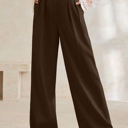 Chemistry Women Relaxed Straight Leg High-Rise Pleated Trousers-picture-46