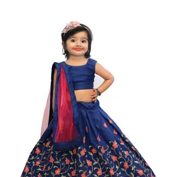 Shoryam Fashion Girls Blue Raw Silk Lehenga Choli-picture-14