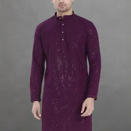Pulseiq Men Geometric Embroidered Festive Straight Kurta-image-76