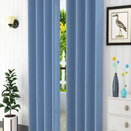 Aura Blue 2 Pieces Black Out Door Curtains-40