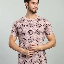 BE POSITIVE Tropical Printed Round Neck Cotton Slim Fit T-Shirt-image-85