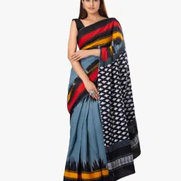 TROPWEAR Pure Cotton Block Print Saree-image-89