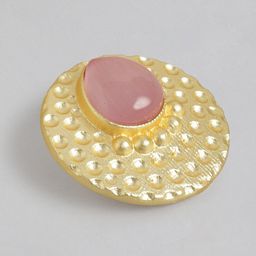Anouk Gold-Plated Artificial Stones Studded Circular Studs image 2