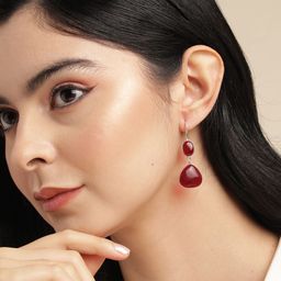 Anouk Silver-Plated Opal Studded Triangular Drop Earrings-33