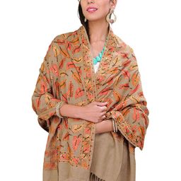 Exotic India Women Floral Embroidered Woollen Shawl-image-77