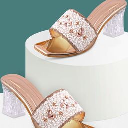HUNYZA FOOTWEAR Women Embellished Party Block Sandals-image-54