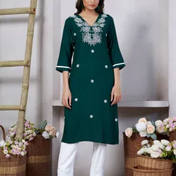 MISS CLOTHING Women Embroidered Thread Work Straight Kurta-image-46