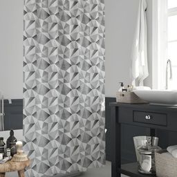 ArtzFolio Grey & White Geometric Printed Waterproof Shower Curtain-7