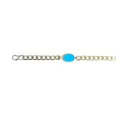 Dynamic Retail Global Men Silver-Plated Ethnic Aquamarine stone Link S-Hook Bracelet-image-13
