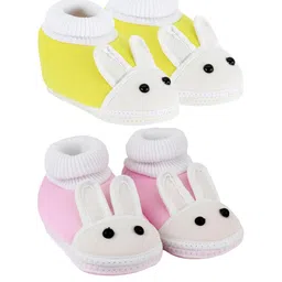 NESKA MODA 3 To 12 Months Infants Set of 2 Pair Combo Cotton Rabbit Shoe Booties-18