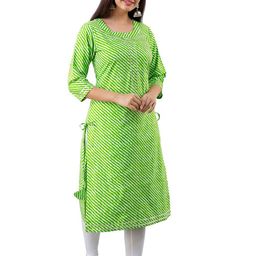SINSINI Women Leheriya Printed Gotta Patti Pure Cotton Regular Kurta-image-34