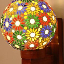 1ST TIME Multicoloured Glass Traditional Cylinder Shaped Wall Lamp-picture-3