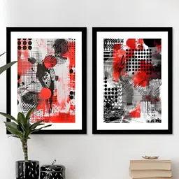 Art Street Red & Black 2 Piece Wood Abstract Wall Paintings-image-87