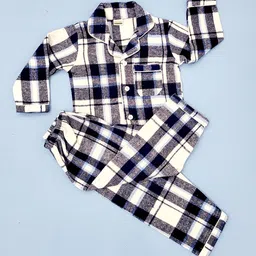 Freesia Array Kids Checked Lapel Collar Night suit-picture-41
