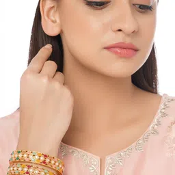 Shoshaa Set Of 2 Gold-Plated Stone-Studded Bangles-14