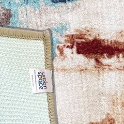 URBAN SPACE Beige & Blue Abstract Printed Anti-Skid Carpet image 4
