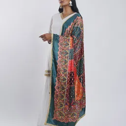 TEEJH Ethnic Motifs Printed Dupatta Wth Mirror Work image 2