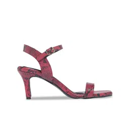 Monrow Printed Open Toe Party Slim Heels With Buckle Closure image 3