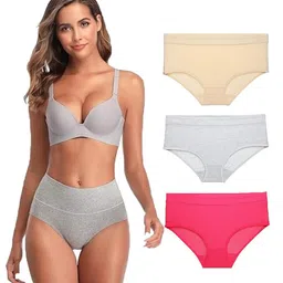 YOU FOREVER Pack Of 3 High-Rise Hipster Briefs - YF-3HWPNT-PNK-GRY-SKN-2XL-picture-9