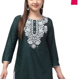 Aura Glam Ethnic Motifs Embroidered Chikankari Chikankari Kurti-image-7
