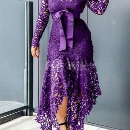 KPOP Women Round Neck Lace Inserts Bodycon Maxi Dress-image-67