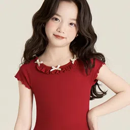 LULU & SKY Girls Round Neck Bow Applique Detail Top-picture-7