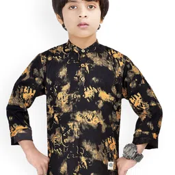 MADE IN THE SHADE Boys Abstract Printed Band Collar Pure Cotton Kurta-picture-22