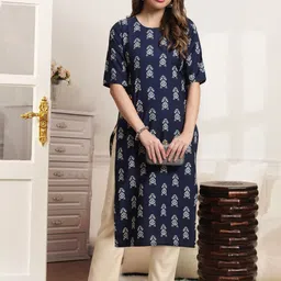 7Threads Ethnic Motifs Printed Round Neck Straight Kurta With Trouser-picture-23