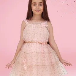 CUTECUMBER Girls Embellished Net Fit & Flare Dress-image-9