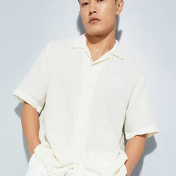 max Men Regular Fit Self Design Cuban Collar Casual Shirt-image-54