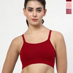 LILY Stropsazil Pack Of 3 Full Coverage Non Padded Seamless Training or Gym Sports Bra-52