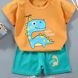 Sun & Shine Kids-Unisex Green Pure Cotton Clothing Set-image-94