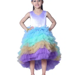 Wish little Girls Colourblocked Net Fit and Flare Casual Dress-image-79