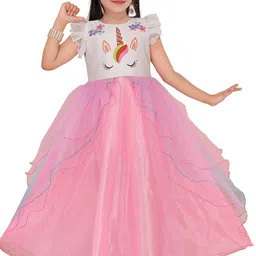 BAESD Girls Unicorn Floral Printed Gown Maxi Dress-10