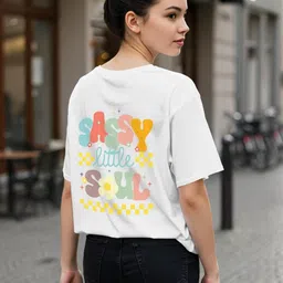 Dagcros Girls Typography Printed Oversized Cotton T-shirt-picture-21