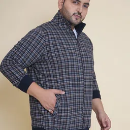 John Pride Men Plus Size Checked Front-Open Sweatshirt image 3