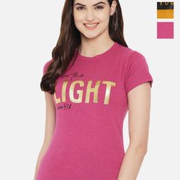 Dreambe Women Pack Of 3 Typography Printed Round Neck Cotton T-shirts-picture-27