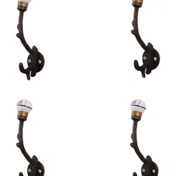 Indianshelf White & Blue 4 Pieces Printed Metal Hooks-image-97