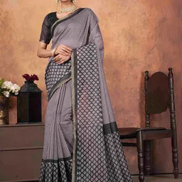 STAVA CREATION Ethnic Motifs Zari Pure Cotton Chanderi Saree-image-85