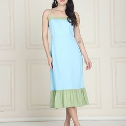MINI & MING Colourblocked Ruffled A-Line Midi Dress-image-43