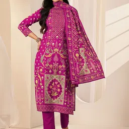 Libas Floral Printed Sequinned Straight Kurta With Trousers & Dupatta-25
