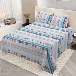 Nivasam Pindrop Grey & White Printed 200 TC King Bedsheet Set 2.28m x 2.54m-image-60