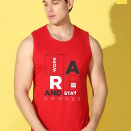 WOOSTRO Pack Of 2 Printed Combed Cotton Gym Vests VWS26(HARD RED)(PLAIN YELLOW)-image-92