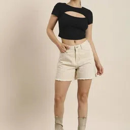 Miava Joylina Women Round Neck Cut-Out Front Cotton Crop Top-image-28