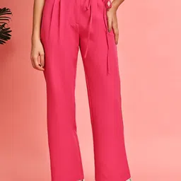 JAKANARY Women Relaxed Regular Fit High-Rise Easy Wash Pleated Trousers-picture-17