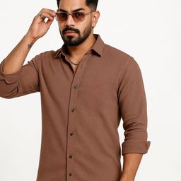 KHUSHI CREATION Original Slim Fit Textured Spread Collar Casual Shirt-image-75