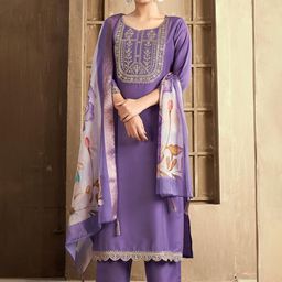 MOKOSH Women Embroidered Regular Sequinned Kurta with Trousers & With Dupatta-6