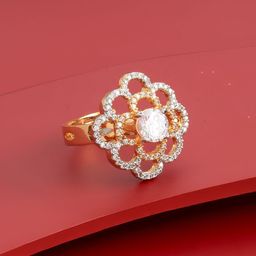 Kushal's Fashion Jewellery White Gold-Plated Party Zircon Finger Ring-5