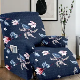 Cortina Blue & Pink Printed Polyester 1 Piece Sofa Cover With Arms-image-50